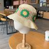 Women Sun Beach Crochet Flowers Hat Fisherman Hat Tourism Female Vacation Paper Straw Bucket Hat