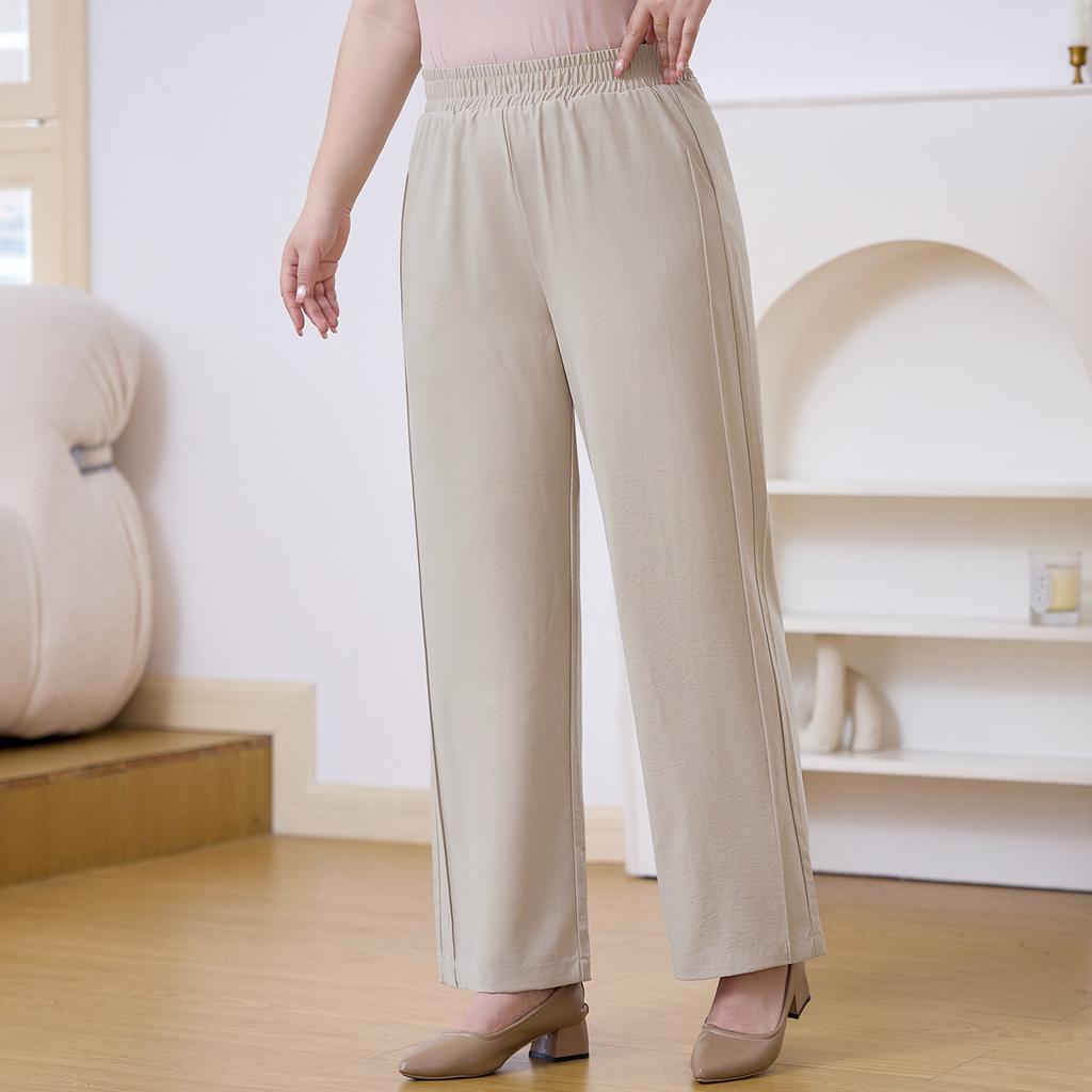 Large-sized Casual Pants for Women In Summer Thin Cool Drape Elastic High-waisted Straight Casual Pants