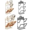 Wall-Mounted Pot Lid Holder With Drain Tray 3/2 Tier Kitchen Countertop Metal Hanging Pot Cover Storage Rack Stand Kitchen Tools