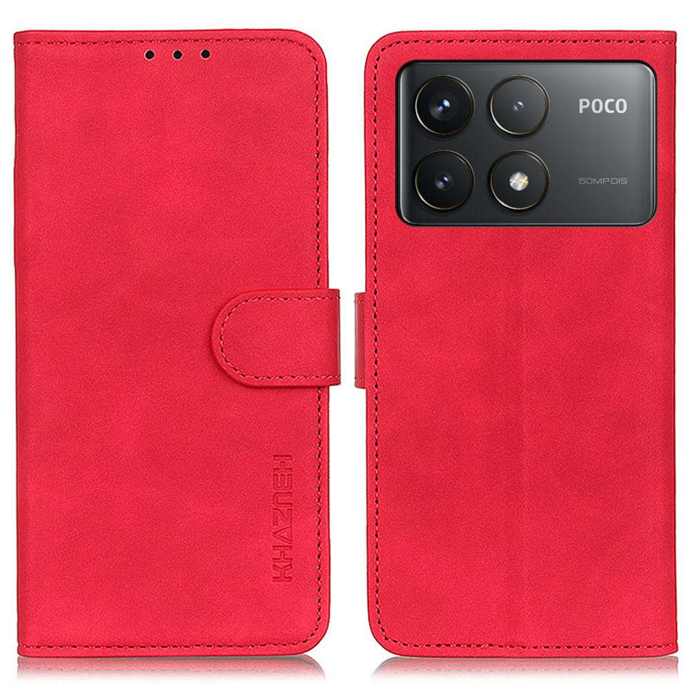

For Xiaomi Poco F6 Pro 5G/Redmi K70 5G/K70 Pro 5G Case Retro Leather Stand Phone Cover Red