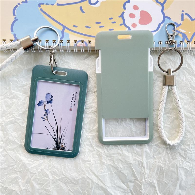 Multicolor Matte Plastic Id Card Holder Wrist Lanyard Scratch Resistant Shell For Students Office Workers Access Cards