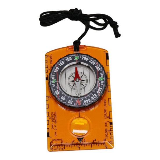 Outdoor-Kompass mit Lupe, Lineal, Skala, Multifunktional, Camping, Wandern, Rucksackreisen, Survival, Orientierungslauf-Kompass, Navigationswerkzeug