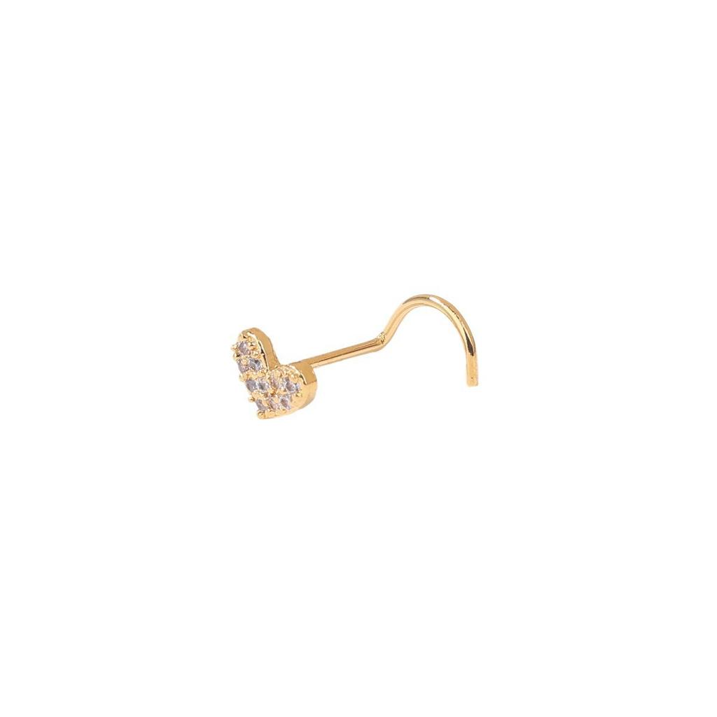 Goldener S-förmiger Nasenstecker, gebogene Nadel, Vollbohrer, Liebe Nasendekoration, Nasenpiercing, Einfacher schlangenartiger Nasenring, Ohrknorpel-Nagel