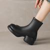 Krazing Pot Microfiber Winter Round High Heels Western Boots Women Zipper Size 43 Street Wear Platform Ankle Boots