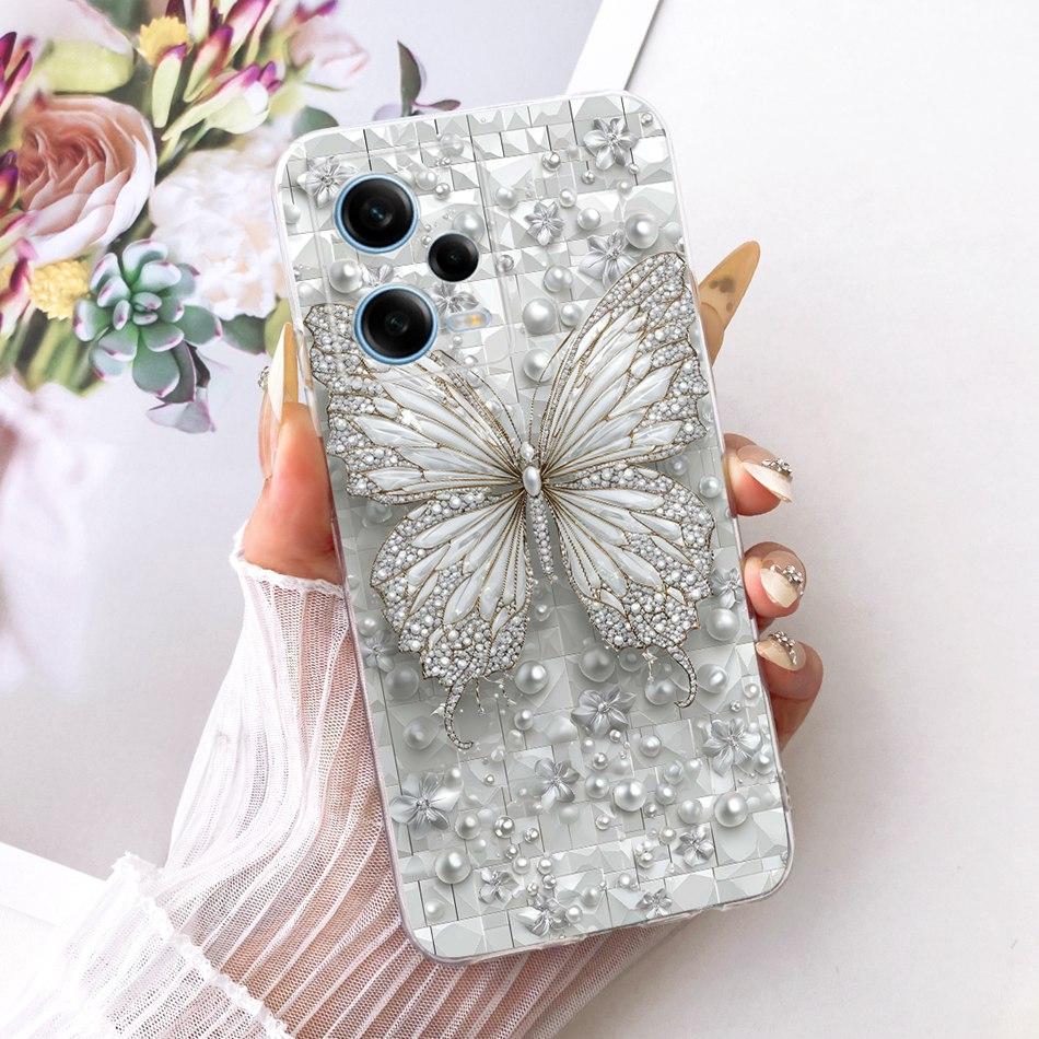 For Xiaomi Redmi Note 12 Pro 5G 2026 Cute Flower Butterfly Cat Painted Case For Redmi Note12 Pro Soft Silicone TPU Phone Cases