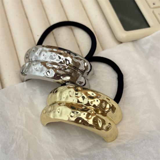Women Headband Geometric Metal Decor High Elastic Hair Tie Versatile Styling Hair Rope Hair Accessories