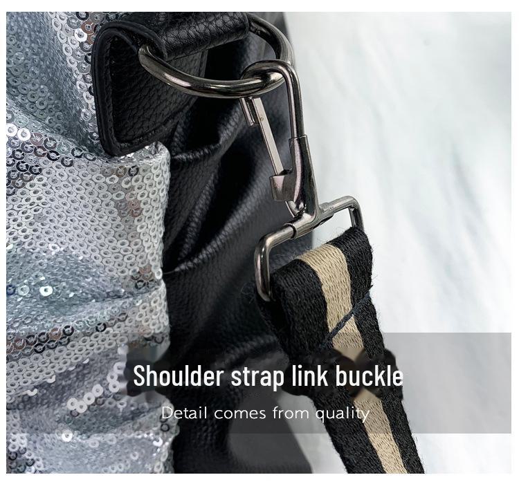 Large Capacity Sequin Travel Bag: Fashionable Letter Sports Yoga Shoulder Handbag