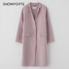 Sinoford Women's Cashmere Blend Lapel Commuter Coat