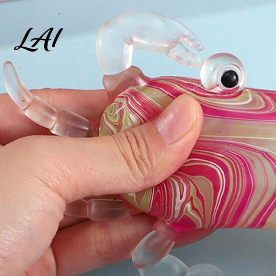 Stress Relief Squeeze Toy Crab Slow-Rising TPR Fidget for Safe Play Kids Cute Transparent Claws Portable Decompression Gadget Adults Slow Rebound
