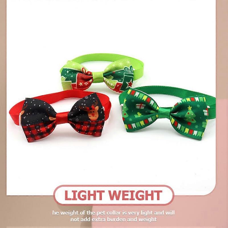 Adjustable Pet Collars with Christmas Bow Ties for Dogs and Cats 40Pcs