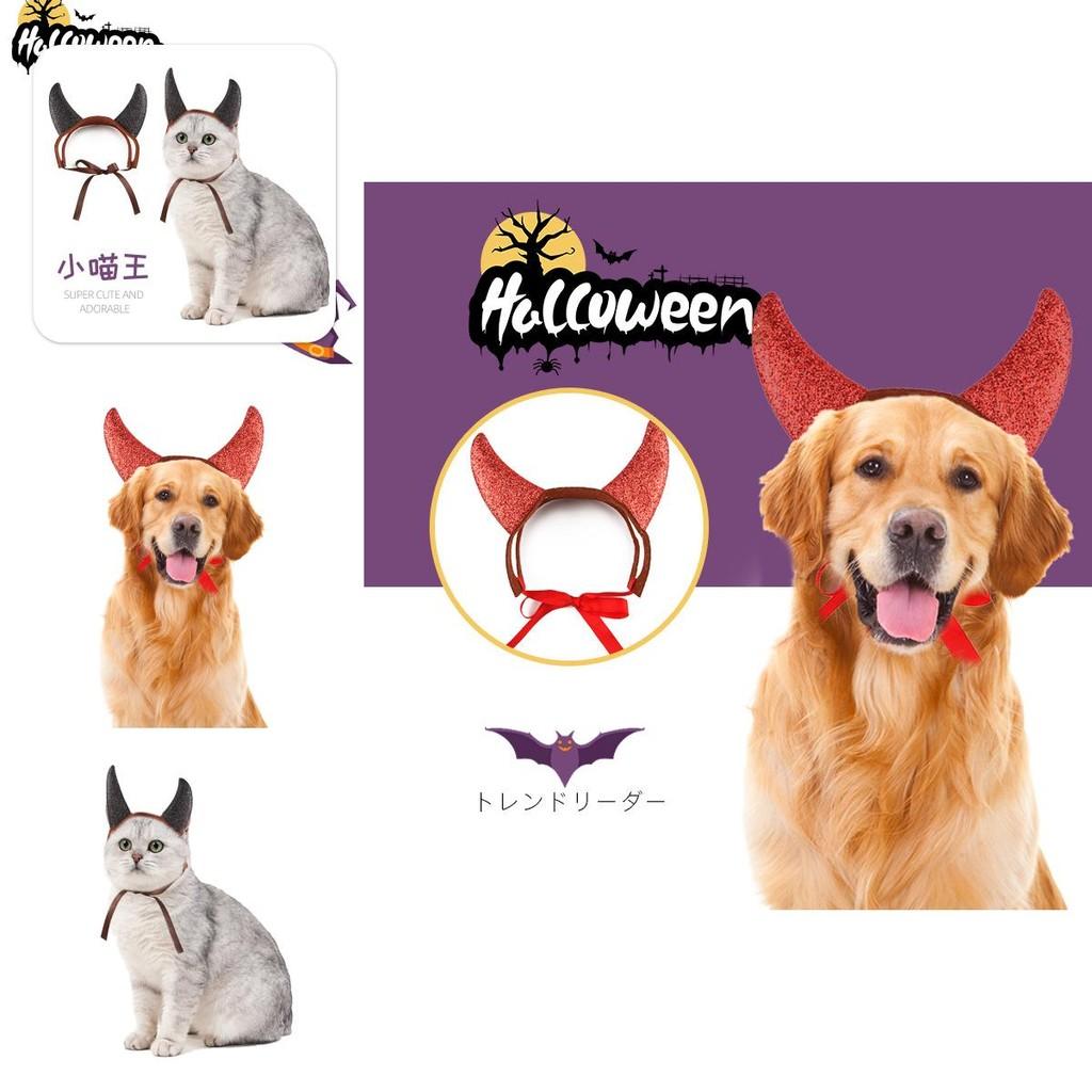 Entzückliches schwarzes und rotes Filz-Teufelshörner-Haarband für Haustiere, perfekt für Halloween-Partys