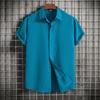 Summer 2026 Men's Loose Solid Color Short-Sleeved Button-Down Casual Shirt