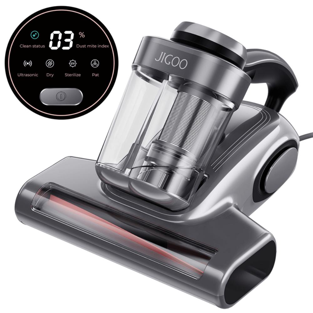 Jigoo S300 Smart Mite Cleaner with Dual-Cup Separation, Metal Roller Beating– 99.99% Mite & Bacteria Removal Rate for Mattresses