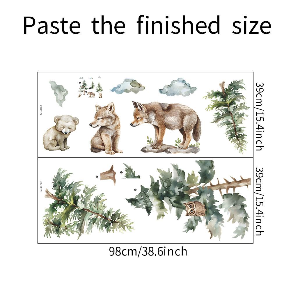 

Веселье-L079 Раскрашенная сосна Король волков Сова Спальня Гостиная Стена Ландшафтный дизайн Декоративные наклейки на стену Самоклеящиеся 39*98CM*2PCS/fun-L079