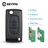 KEYYOU 3 Buttons Complete Remote Car Flip Folding Key For Peugeot 307 407 308 607 433MHz Electronic ID46 Chip VA2 Blade CE0536