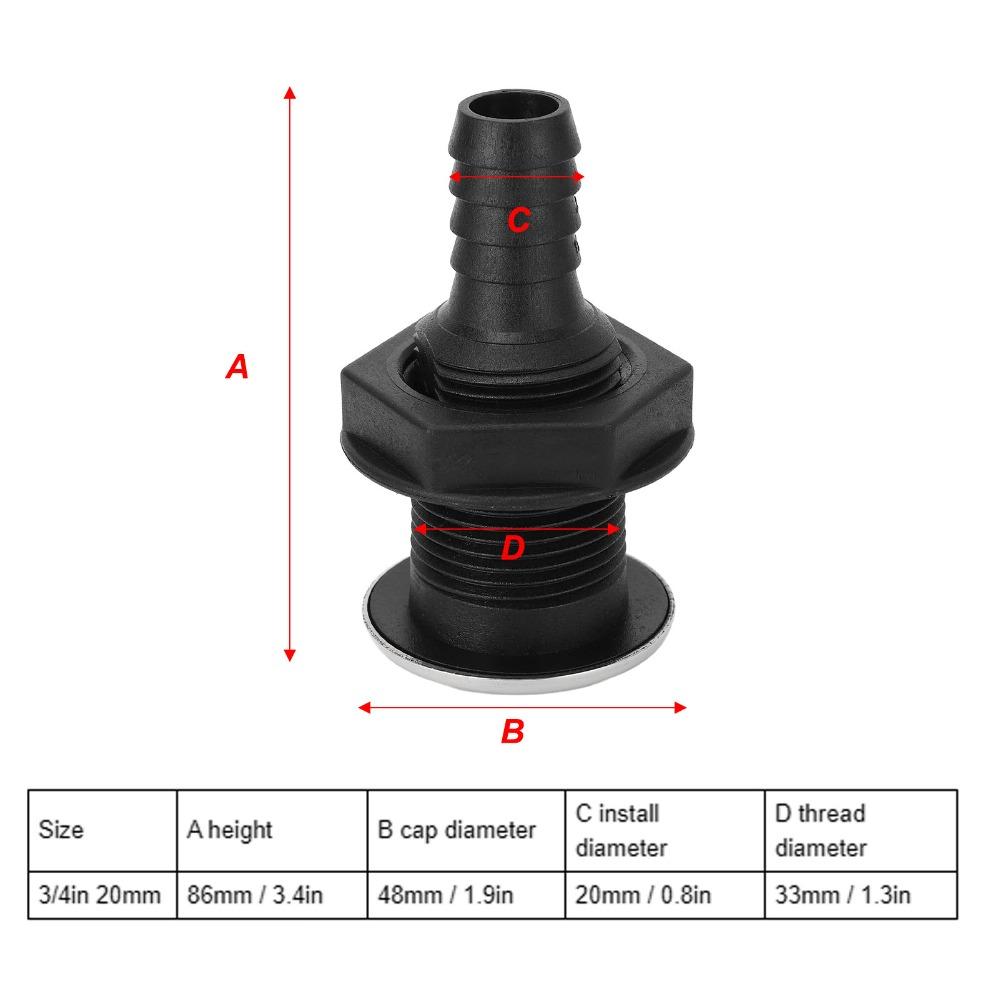 Vielseitige Boots-Rumpfdurchführungen Nylon Boots-Abflussstopfen Marine-Schlauchverbinder Kajak