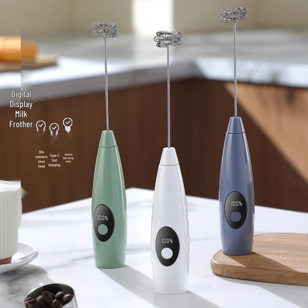 Electric Handheld Milk Frother and Egg Beater - Food Grade Small Mixer for Coffee