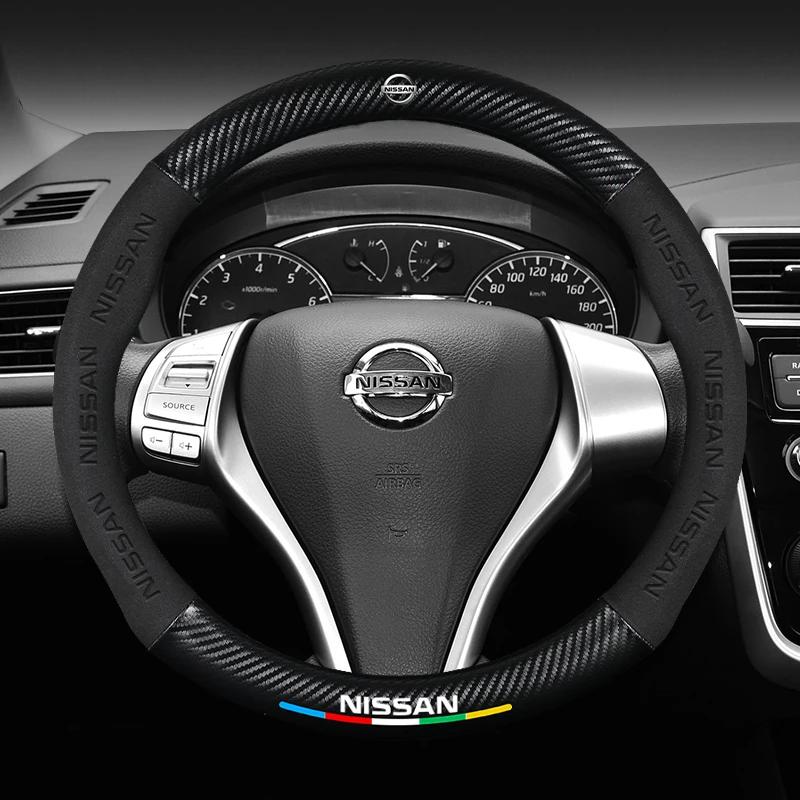 Car Carbon fiber 3D embossed Steering Wheel Cover For Nissan X-Trail Qashqai Sentra Serena Tiida Teana Juke Leaf Micra altima