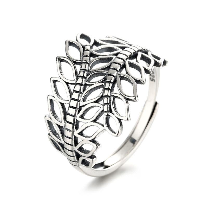 Hollow Vine Leaf Ring for Women Ins Cool Street Punk Style Fashion Trendy Twist Braided Open Index Finger Ring