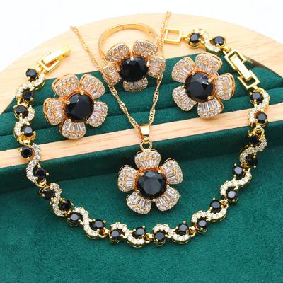 Hit Europe and The United States AAA Zircon Vintage Bracelet Necklace Earrings Jewelry Set
