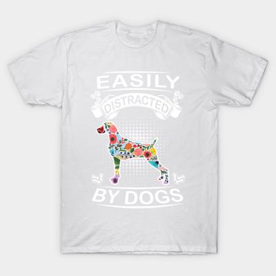T Shirt Women Easily Distracted By Dogs Weimaraner Funny Harajuku Print Kawaii Tshirt Summer Short Sleeve Female T-Shirt Top Tee