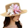 French Hollow Flower Flat Top Straw Hat Female Summer Outing Beach Vacation Wind Straw Hat Sun Protection Hat