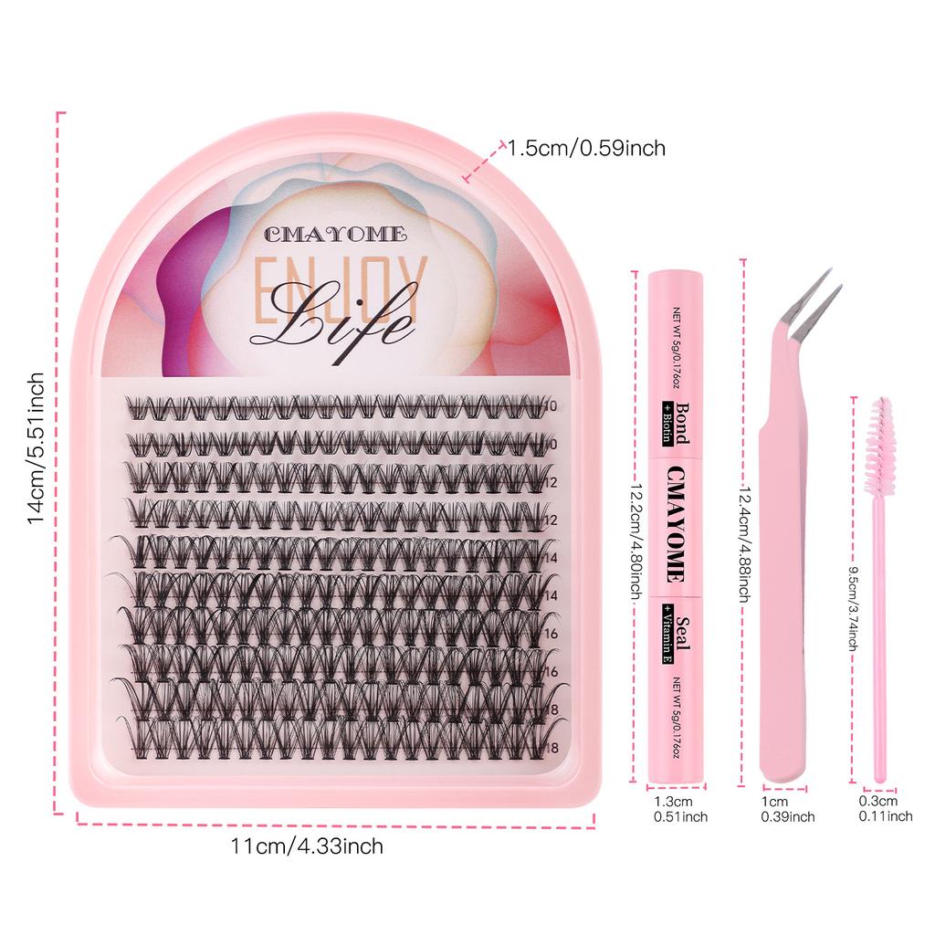 False Eyelash Extension Set, Single Tuft Of Hair 200 Tufts 30 + 40 + 50 + 60 + 80 + 100D Eyelashes