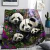 Pandas Print Flannel Blanket, High quality Comfortable for All Seasons, Home Decor, Warmth and Comfort, Perfect for Christmas Gifts