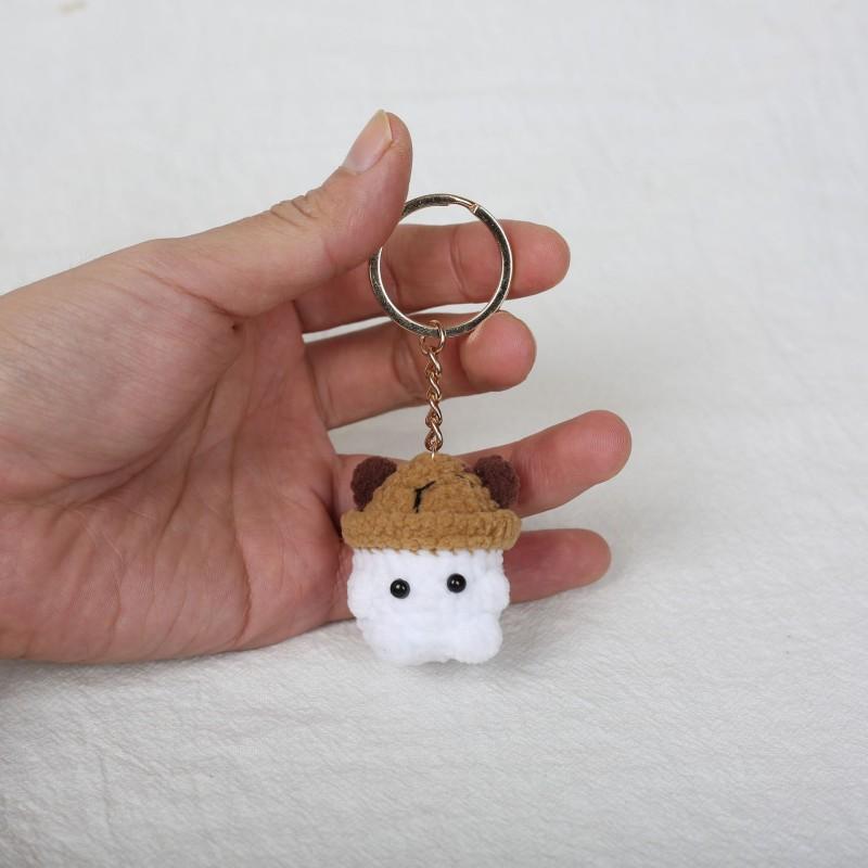 Mini Animal Doll Crochet Keychain For Car Keys Accessories Mini Cartoon Mushroom Series Knitting Doll Cute Keyrings Wholesale