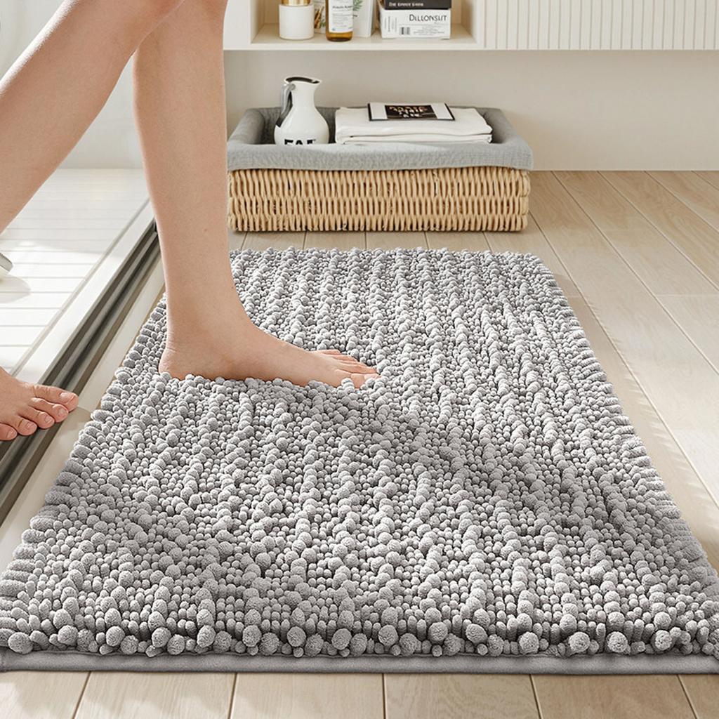 Chenille Bathroom Rug, Extra Soft, Thick, Absorbent, Long-pile, Non-, Machine Washable And Dryable, Suitable For Bathrooms.