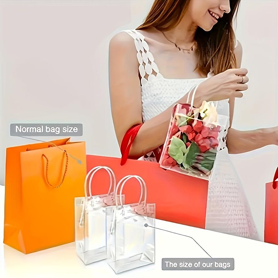 20pcs Pvc Transparent Handbag Bridesmaid Souvenir Gift Bag Cosmetic Packaging Bag Flower Bag Holiday Party Gift Bag