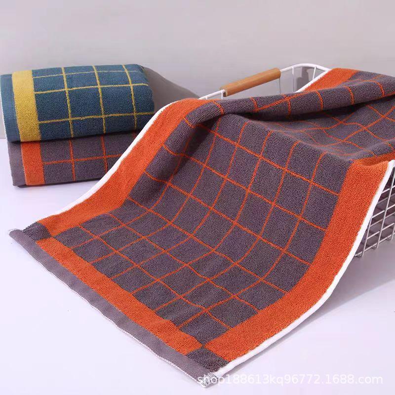 Checkerboard Cotton Bath Towel for Face and Body, Suitable for Household Use, Gentle and Soft, Absorbs Water Well, Gift Towel