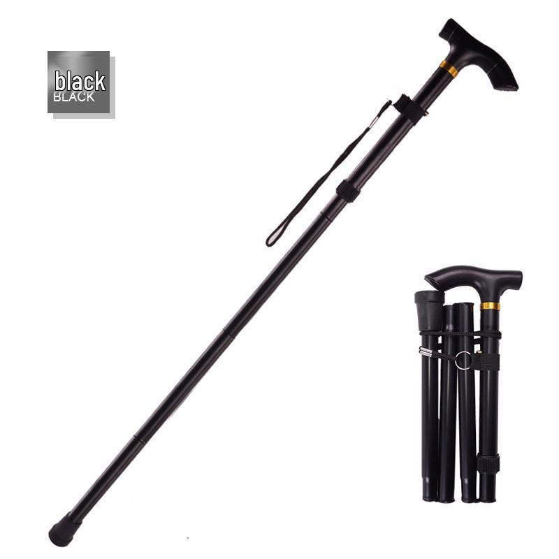 Outdoor Folding Telescopic Trekking Pole - Five-Section Walking Stick for Elderly
