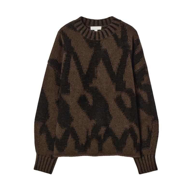 CS Fall and Winter New Women's Clothing Casual Version round Neck Long Sleeves Abstract Jacquard Pullover Knitwear 1265494
