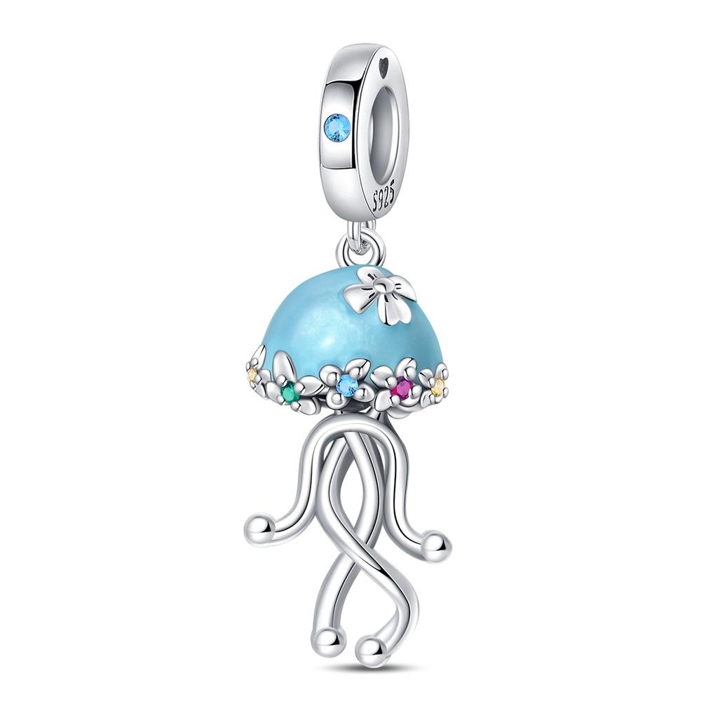 New 925 Sterling copper Summer Blue Ocean Turtle Starfish Dolphin Dangle Charms Fit Original Bracelet Necklace Zircon