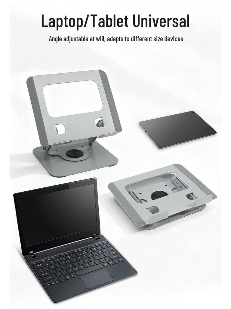 Foldable 360° Rotating Laptop & Tablet Stand with Adjustable Height & Heat Dissipation