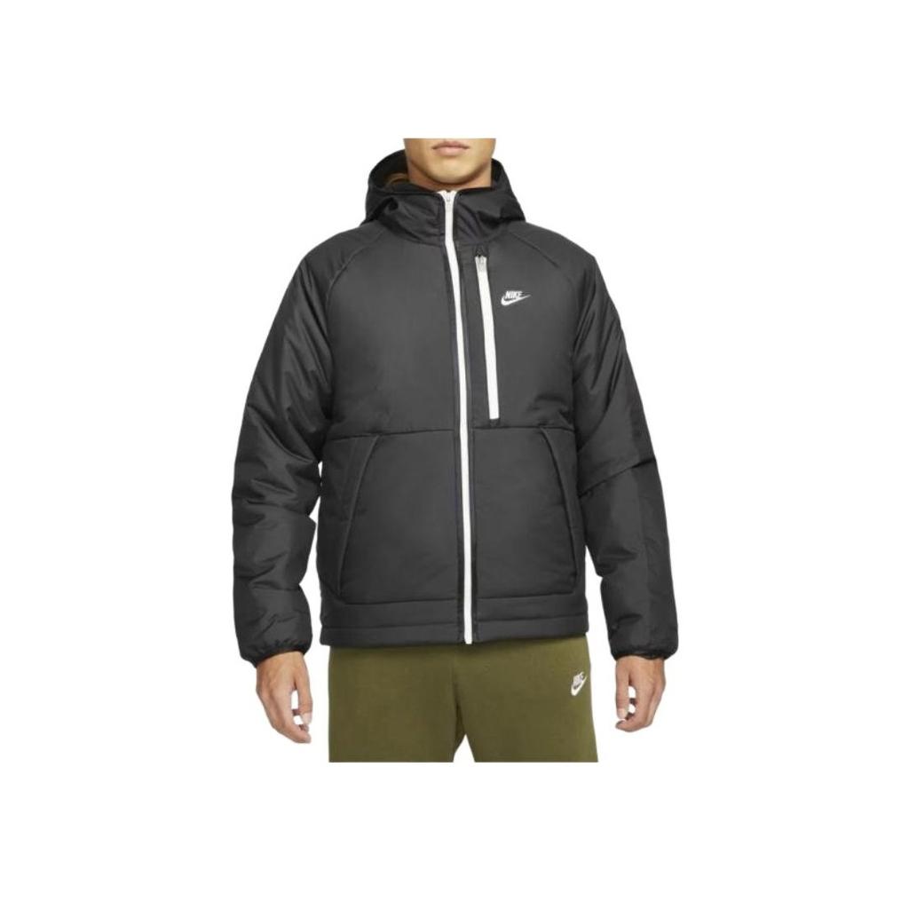 Nike Contrast Zip Pocket Logo Print Hooded Cotton Jacket Men Outerwear Black DD6858-010