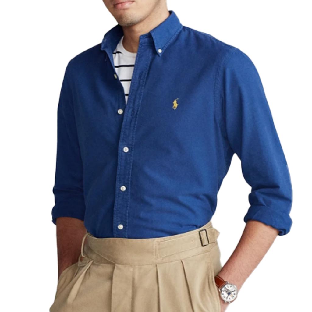 Polo Ralph Lauren SS23 Solid Color Polo Collar Long Sleeve Shirt Men shirts Blue MNPOWOV16820919400