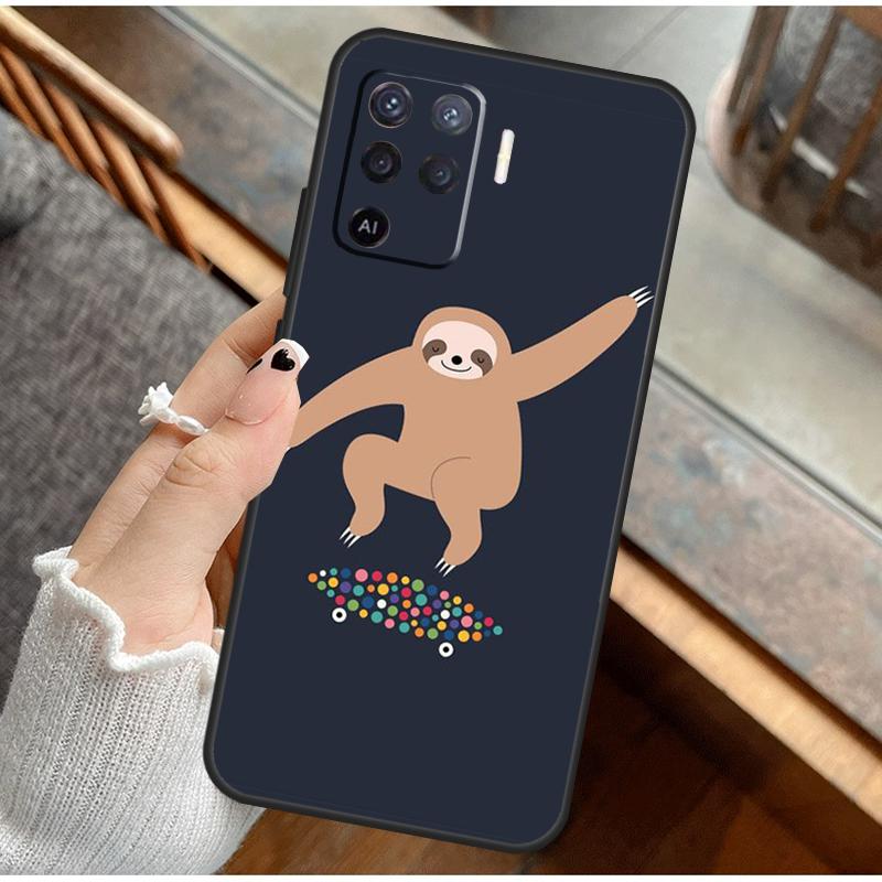 Funny Cute Sloths Phone Case For Oppo A38 A58 A74 A15 A80 A60 A40 A94 A54 A98 A78 A18 A16 A76 A96 A17 A77 A57S