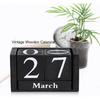 Vintage Wooden Calendar Desktop Time Concept Rustic Wood Blocks Chic Perpetual Calendars Month Date Number Display Home Office Decoration Desk