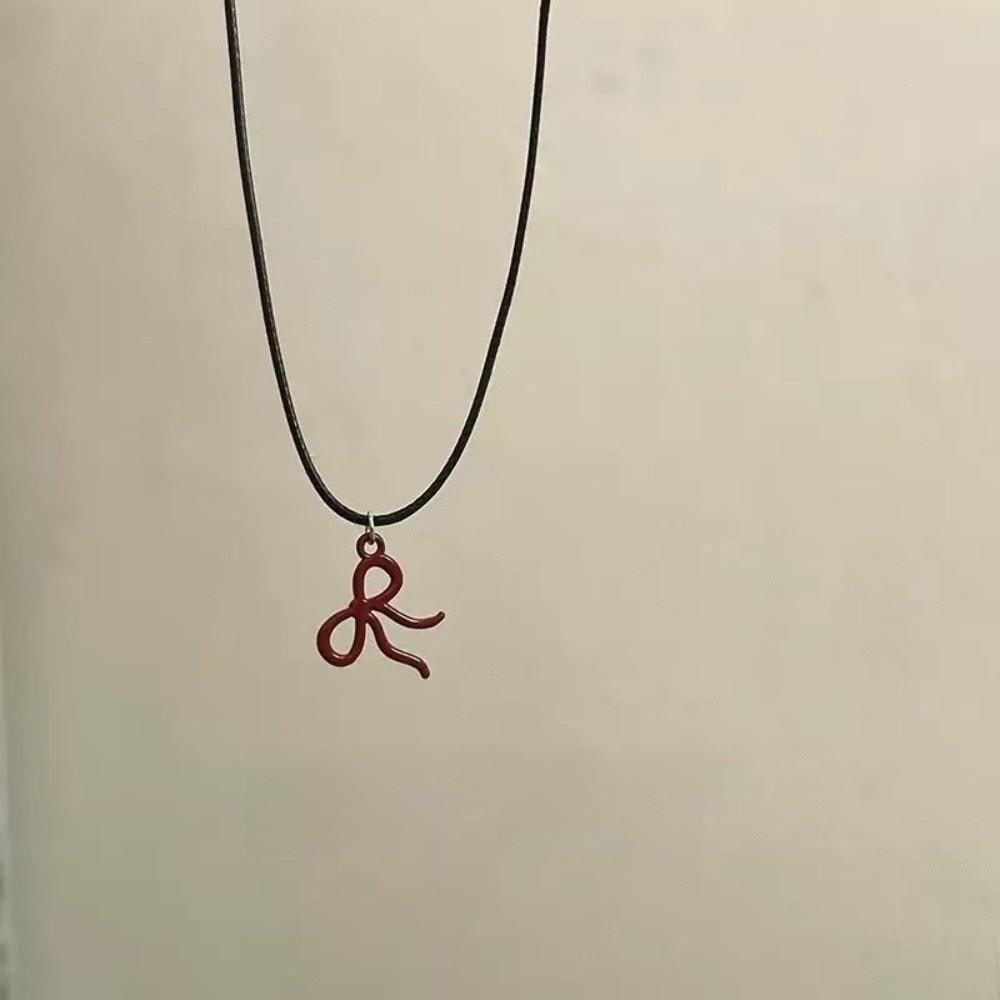 Cool Bowknot Pendant Necklace Sweet Clavicle Chain Creative Leather Rope Necklace  Y2K Party