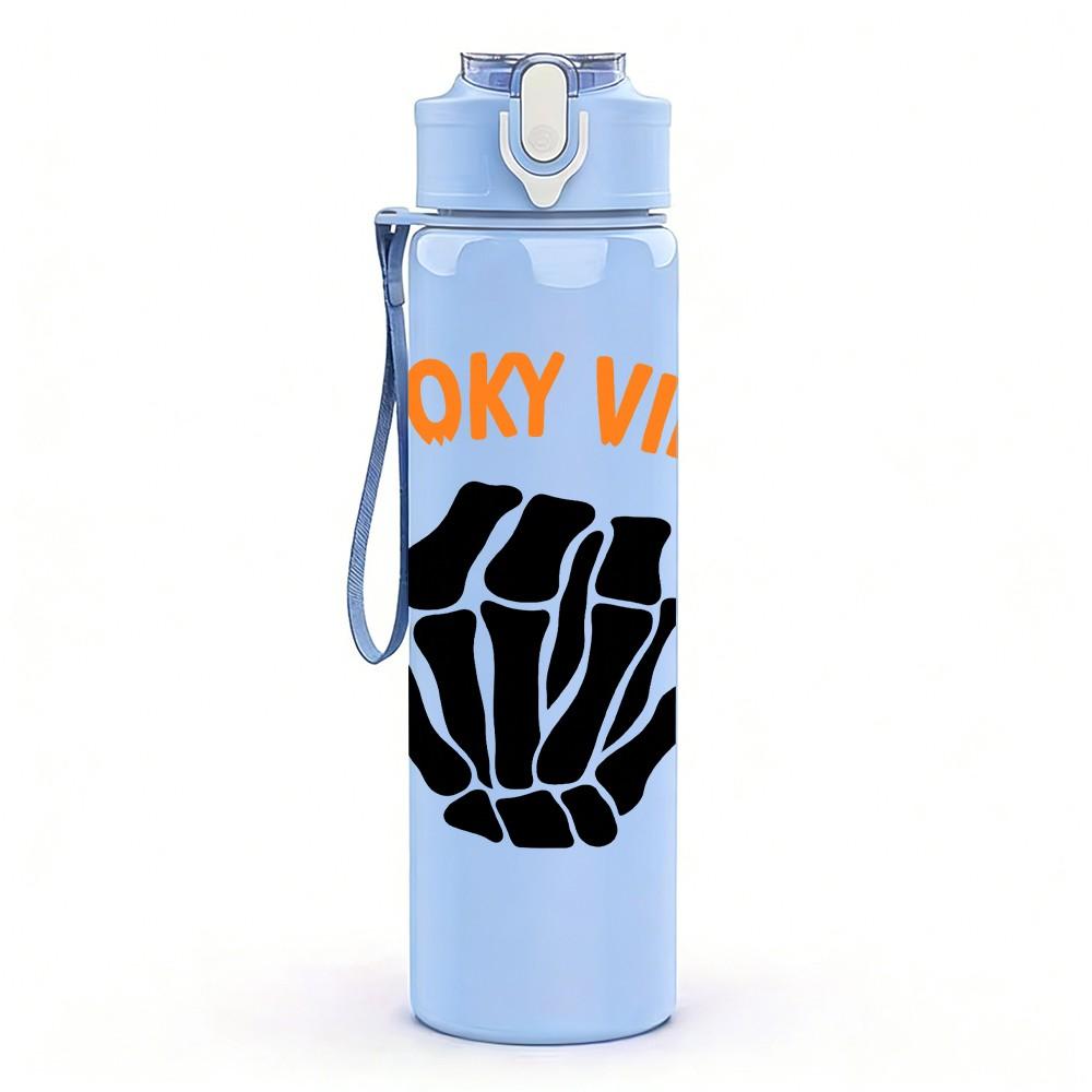 1PC Spooky Vibes Skeleton Hand 750ml Color Plastic Sports Water Bottle Leakproof Flip Straw Lid Suitable for Sports Office Home Use