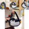 Soft Faux Fur Penguin Shoulder Bag With Magic Tape Closure For Casual Outings