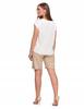 Women's Short Sleeve Cotton Blouse Loose Fit Elegant MORAJ S ECRU