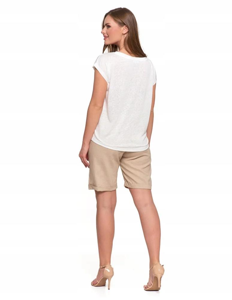 Women's Short Sleeve Cotton Blouse Loose Fit Elegant MORAJ S ECRU