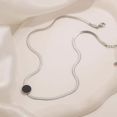 Stainless Steel Natural Stone Chip Pendant Necklace Classic Fashion Zircon Party Holiday Women Charm Necklace Men Goth Boho Emo