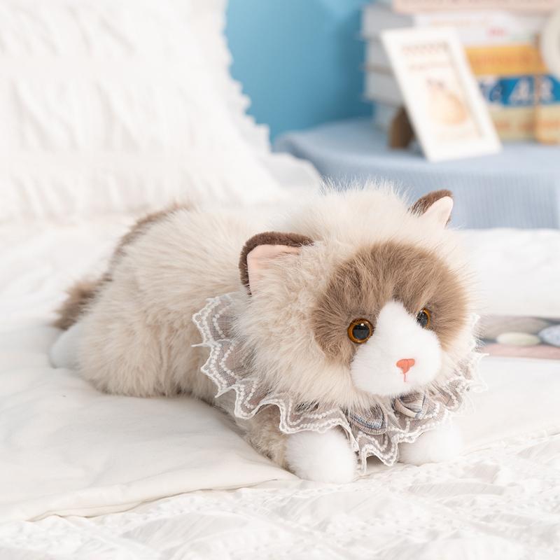 Simulated Cat Doll Plush Toy Stuffed Soft Animal Plush Brown Gray Kitten Pillow Kids Girls Birthday Gift Pet Toys Deco 30-65cm