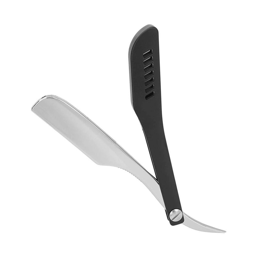 Skládací zastřihovač vousů Nerezová ocel Bezpečnostní Manuální Vintage Rovný zastřihovač pro muže Stříbrný