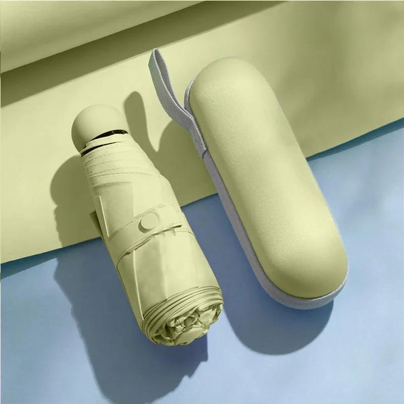 Rain Capsule Rubber Black Dual Mini Umbrella Use Umbrella Alloy Sun Portable Sunshade Foldable Sunscreen Rain Handle