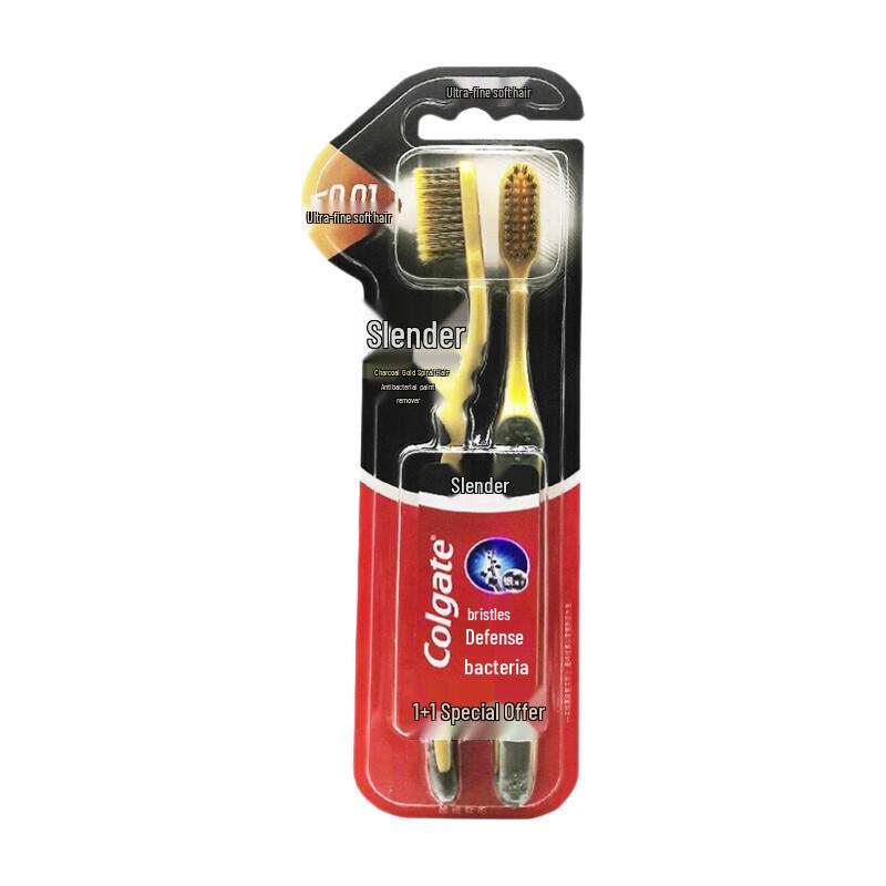 Colgate Slim Soft Charcoal Gold Toothbrush 1+1 Pack